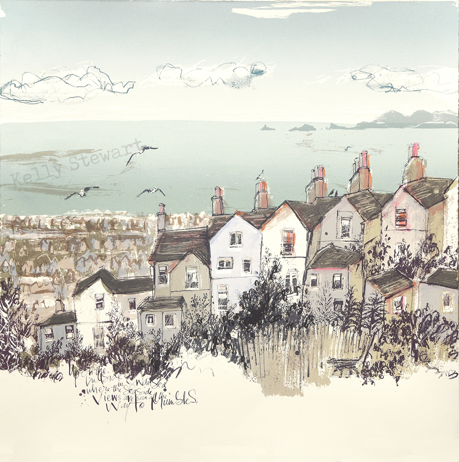 Swansea Rooftops 38cm x 38cm 2026 Kelly Stewart