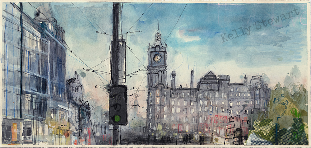 WEBalmoral Hotel watercolour 56.5cm x 27cm 2024 Kelly Stewart