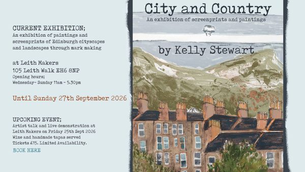 An image of one of the artworks currently exhibiting in the City and Country Exhibition at Leith Makers until 27th September 2026